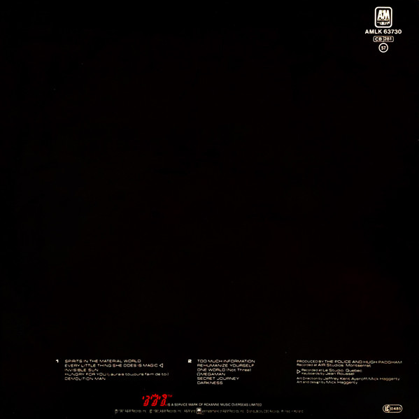 The Police - Ghost In The Machine | A&M Records (AMLK 63730) - 2 The Police - Ghost In The Machine | A&M Records (AMLK 63730) - 2