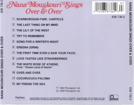 Nana Mouskouri - Nana Mouskouri Sings Over & Over | Fontana (838 736-2) - 4 Nana Mouskouri - Nana Mouskouri Sings Over & Over | Fontana (838 736-2) - 4