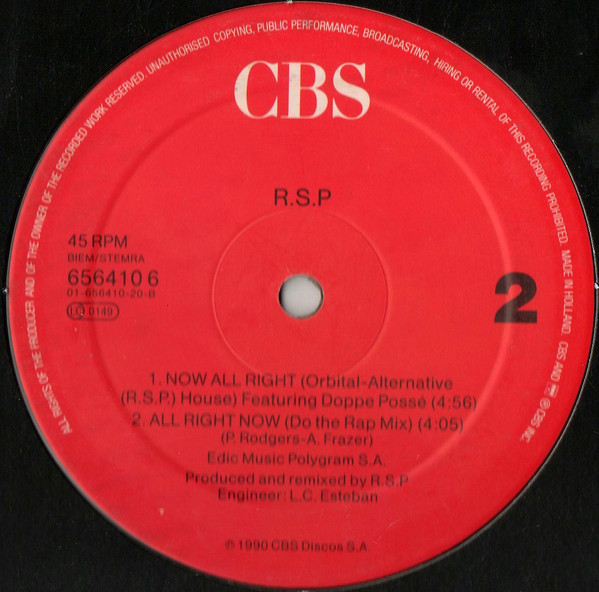 R.S.P. - All Right Now | CBS (656410 6) - 4