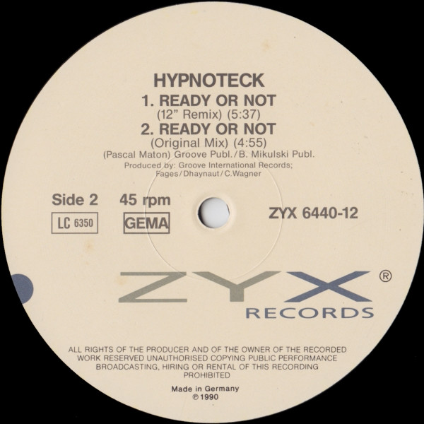 Hypnoteck - Ready Or Not | ZYX Records (ZYX 6440-12) - 4 Hypnoteck - Ready Or Not | ZYX Records (ZYX 6440-12) - 4