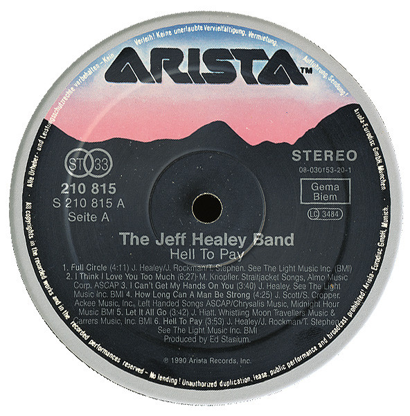 The Jeff Healey Band - Hell To Pay | Arista (210 815) - 4