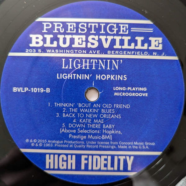 Lightnin' Hopkins - Lightnin' (The Blues Of Lightnin' Hopkins) | Prestige Bluesville (BV 1019) - 4