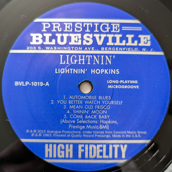 Lightnin' Hopkins - Lightnin' (The Blues Of Lightnin' Hopkins) | Prestige Bluesville (BV 1019) - 3