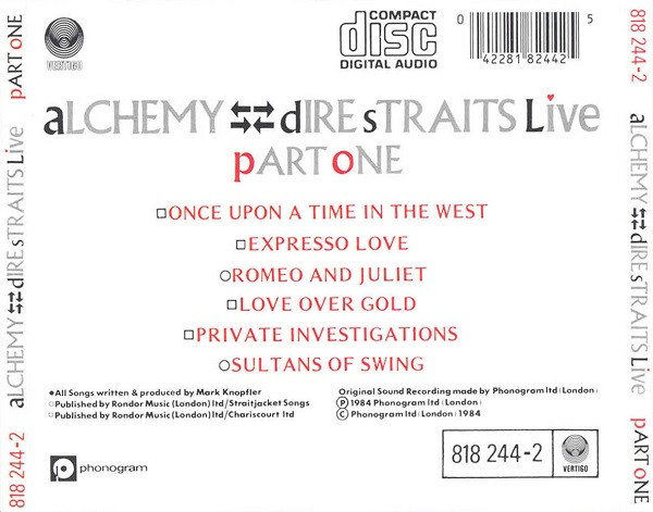 Dire Straits - Alchemy - Dire Straits Live Part One | Vertigo (818 244-2) - 2