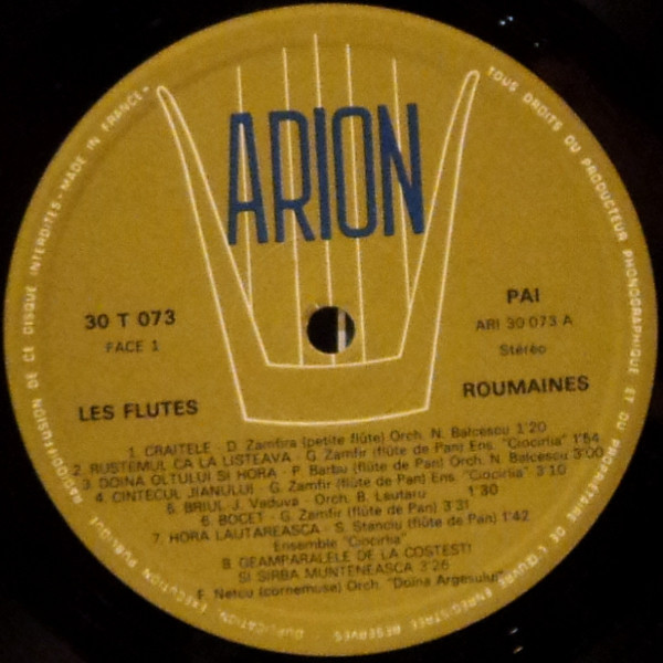 Various Avec Gheorghe Zamfir - Les Flûtes Roumaines | Arion (30 T 073) - 3 Various Avec Gheorghe Zamfir - Les Flûtes Roumaines | Arion (30 T 073) - 3