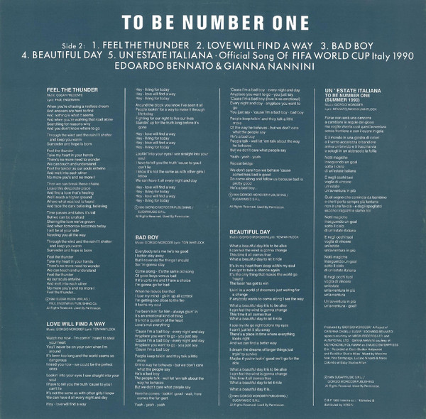 Giorgio Moroder Project - To Be Number One (Summer 1990) | Virgin (210 764 630) - 3 Giorgio Moroder Project - To Be Number One (Summer 1990) | Virgin (210 764 630) - 3
