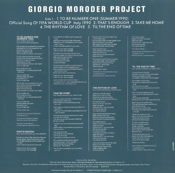 Giorgio Moroder Project - To Be Number One (Summer 1990) | Virgin (210 764 630) - 2 Giorgio Moroder Project - To Be Number One (Summer 1990) | Virgin (210 764 630) - 2