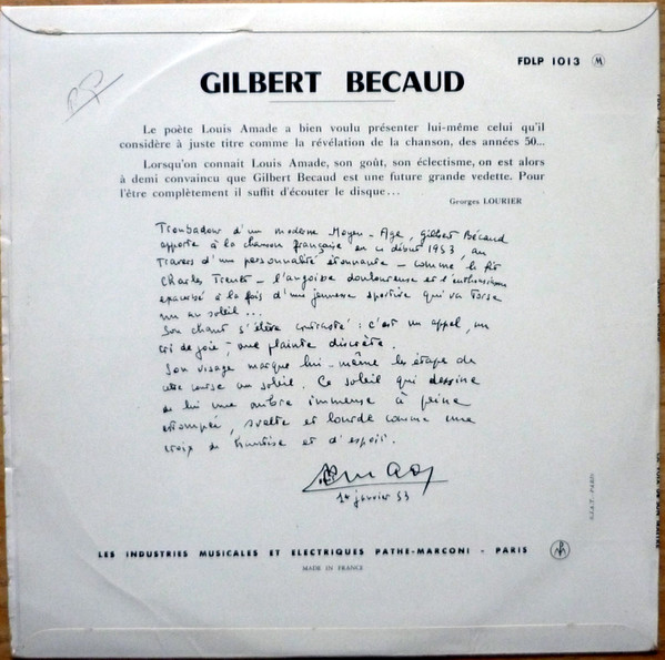 Gilbert Bécaud - Quand Tu Danses | La Voix De Son Maître (FDLP 1013) - 2
