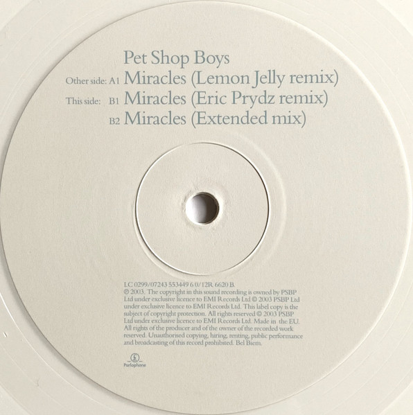 Pet Shop Boys - Miracles | Parlophone (12R 6620) - 3