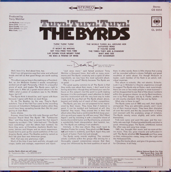 The Byrds - Turn! Turn! Turn! | Columbia (CS 9254) - 2