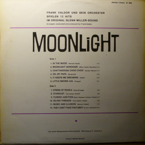 Orchester Frank Valdor - Moonlight - 12 Hits Im Original Glenn Miller Sound | Hippo Records (41 004) - 2