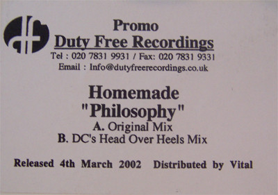 Homemade - Philosophy | Duty Free Recordings (DF 038) - 2