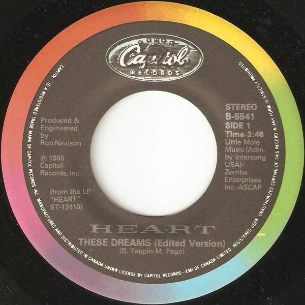 Heart - These Dreams | Capitol Records (B-5541) - 3