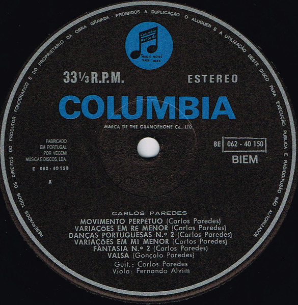 Carlos Paredes - Movimento Perpétuo | Columbia (1401501) - 3