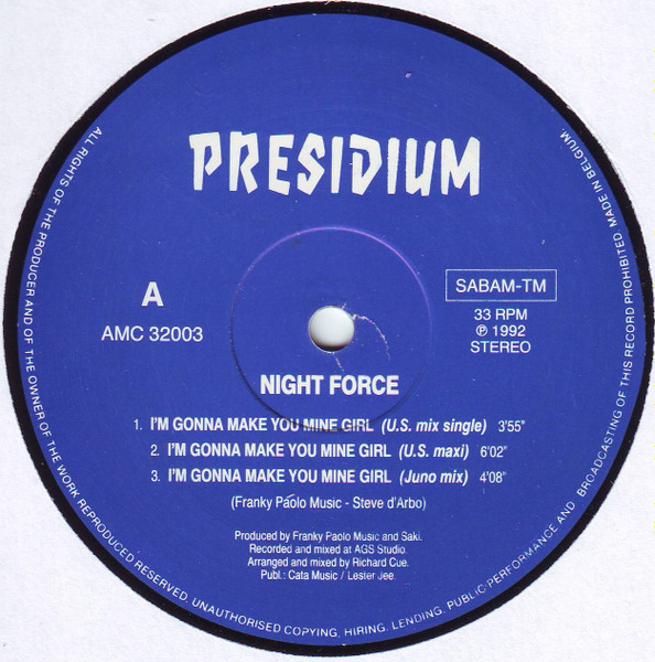 Night Force - I'm Gonna Make You Mine Girl | Presidium Records (AMC 32003) - main