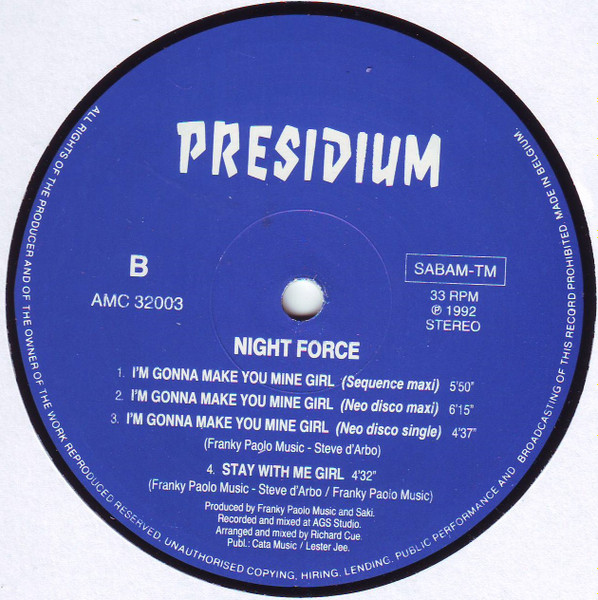 Night Force - I'm Gonna Make You Mine Girl | Presidium Records (AMC 32003) - 2