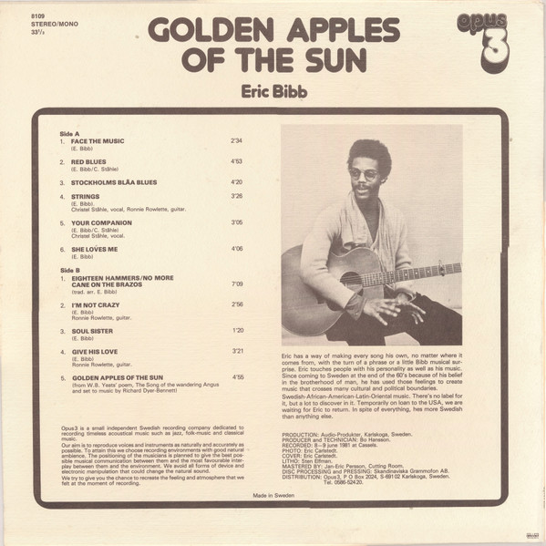 Eric Bibb - Golden Apples Of The Sun | Opus 3 (8109) - 2