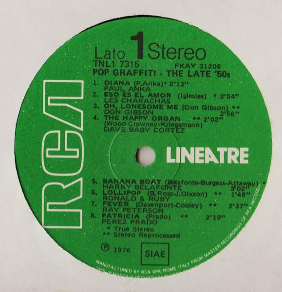 Various - Pop Graffiti - The Late '50's | RCA (TNL1-7315) - 3