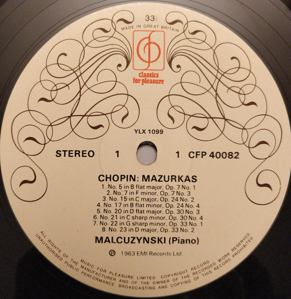Frédéric Chopin - Witold Malcuzynsky - Mazurkas | Classics For Pleasure (CFP 40082) - 3