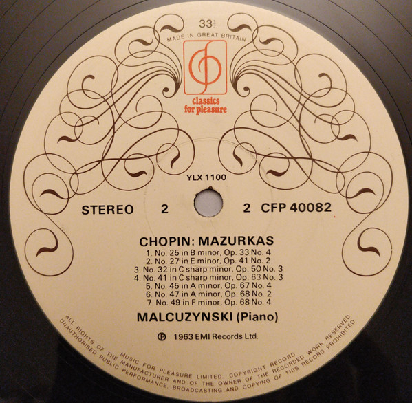 Frédéric Chopin - Witold Malcuzynsky - Mazurkas | Classics For Pleasure (CFP 40082) - 4