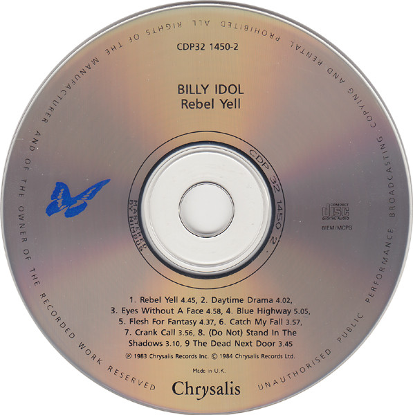 Billy Idol - Rebel Yell | Chrysalis (CDP 32 1450 2) - 2
