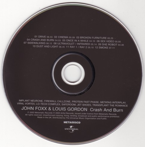 John Foxx & Louis Gordon - Crash And Burn CD | Metamatic (META005CD) - 3 John Foxx & Louis Gordon - Crash And Burn CD | Metamatic (META005CD) - 3