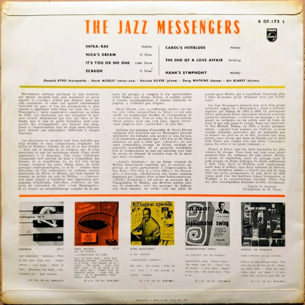 Art Blakey & The Jazz Messengers - The Jazz Messengers | Philips (B 07.175 L) - 2