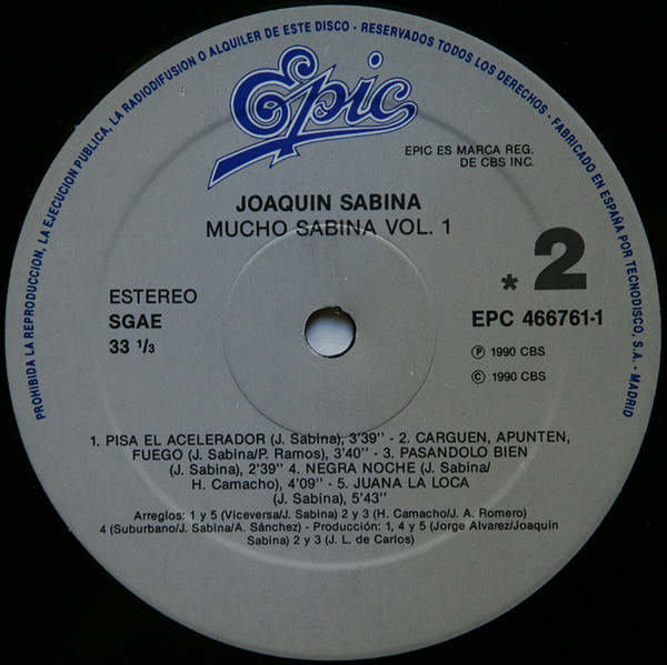 Joaquín Sabina - Mucho Sabina | Epic (EPC 466761 1) - 4