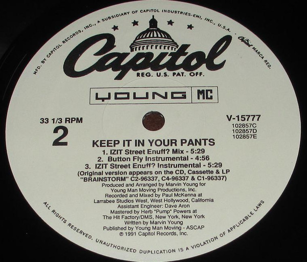 Young MC - Keep It In Your Pants | Capitol Records (V-15777) - 3