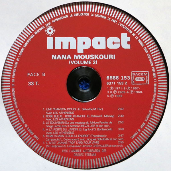 Nana Mouskouri - Nana Mouskouri Volume 2 | Impact (6886 153) - 4 Nana Mouskouri - Nana Mouskouri Volume 2 | Impact (6886 153) - 4