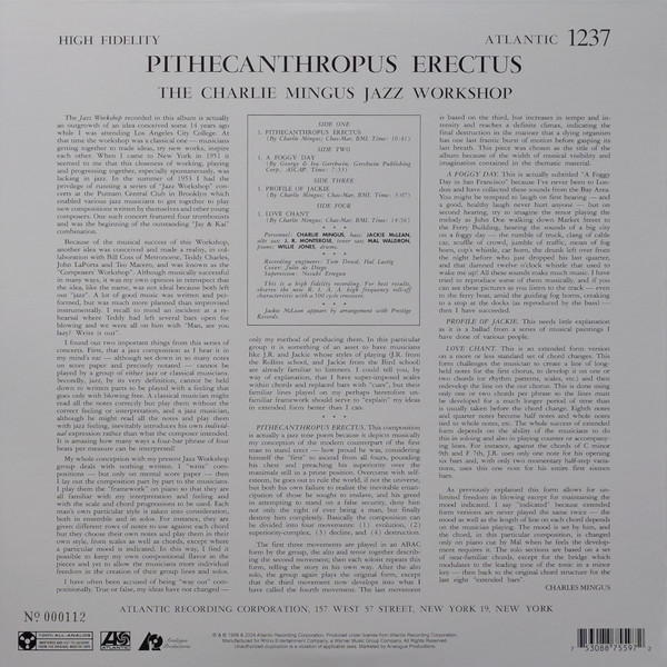Charles Mingus Jazz Workshop - Pithecanthropus Erectus | Atlantic (1237) - 2