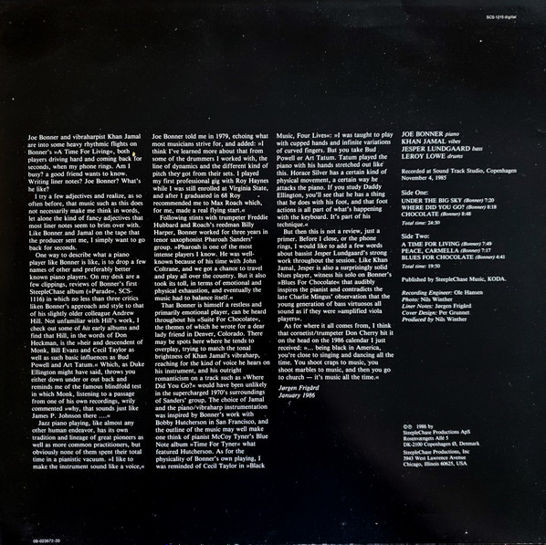 Joe Bonner Quartet - Suite For Chocolate | Steeplechase (SCS 1215) - 2