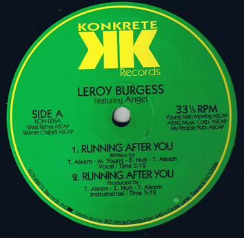 Leroy Burgess Featuring Angel - Running After You | Konkrete Records (KON-005) - main