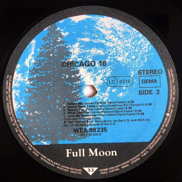 Chicago - Chicago 16 | Full Moon (WEA 99 235) - 4