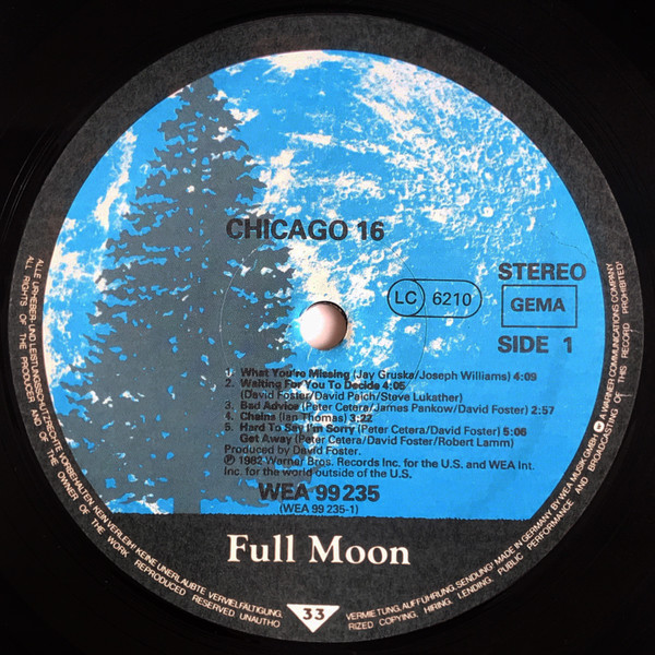 Chicago - Chicago 16 | Full Moon (WEA 99 235) - 3