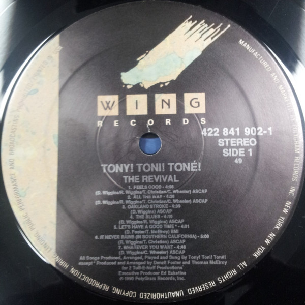 Tony! Toni! Toné! - The Revival | Wing Records (841 902-1) - 3