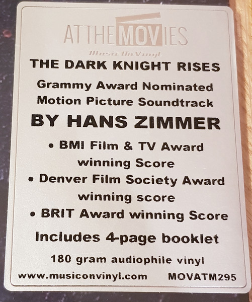 Hans Zimmer - The Dark Knight Rises (Original Motion Picture Soundtrack) | Music On Vinyl (MOVATM295) - 2