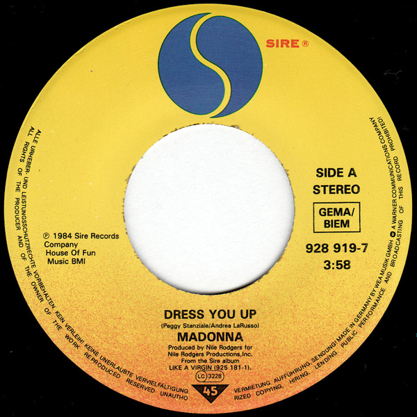 Madonna - Dress You Up | Sire (928 919-7) - 3