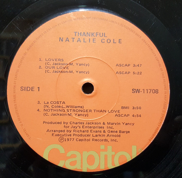 Natalie Cole - Thankful | Capitol Records (SW-511708) - 3 Natalie Cole - Thankful | Capitol Records (SW-511708) - 3