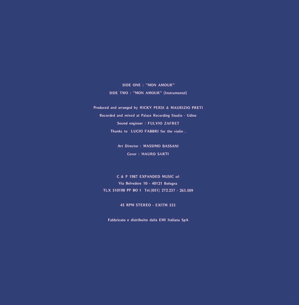 Deblanc - Mon Amour | Italian Records (EXIT M 533) - 2