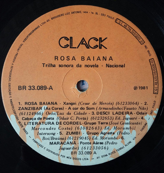 Various - Rosa Baiana (Trilha Sonora Da Novela - Nacional) | Clack (BR 33.089) - 4 Various - Rosa Baiana (Trilha Sonora Da Novela - Nacional) | Clack (BR 33.089) - 4