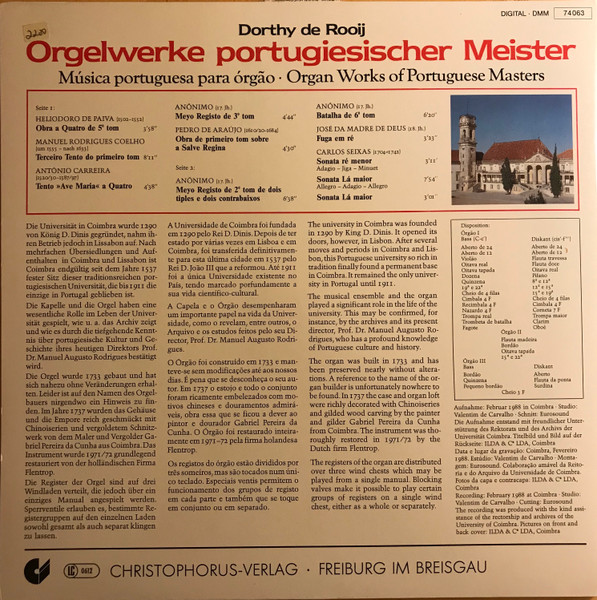 Dorthy de Rooij - Orgelwerke Portugiesischer Meister | Christophorus (74063) - 2