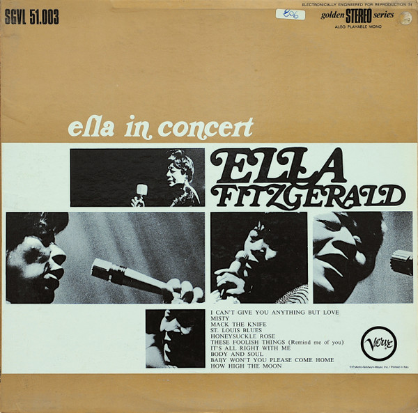 Ella Fitzgerald - Ella In Concert | Verve Records (SGVL 51-003)