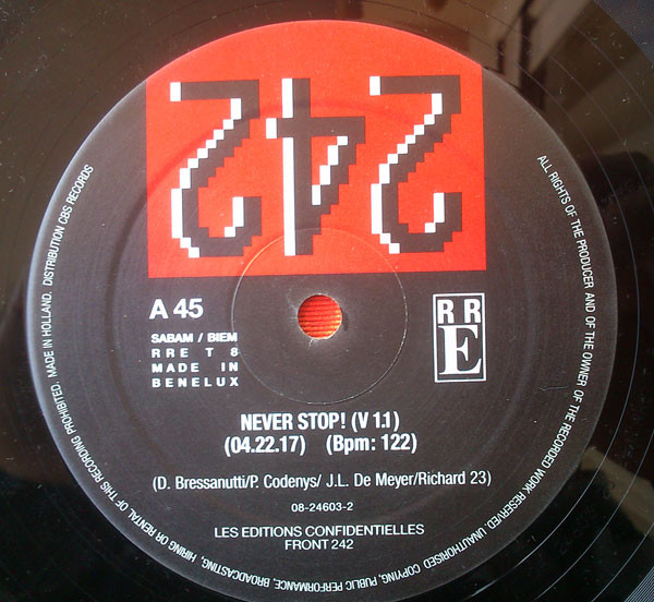 Front 242 - Never Stop! | Red Rhino Europe (RRE T 8) - 4