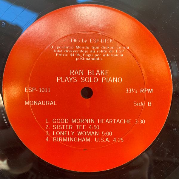 Ran Blake - Plays Solo Piano | ESP-Disk' (ESP-1011) - 3
