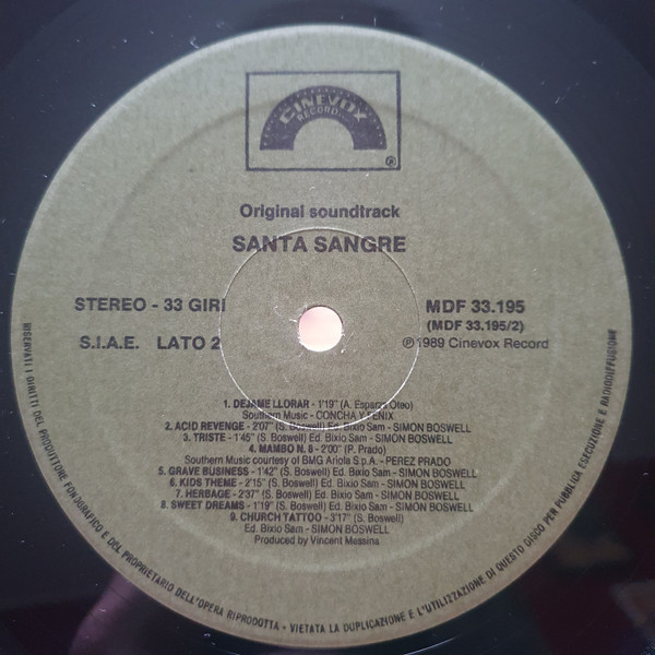 Simon Boswell - Santa Sangre (Original Soundtrack) | Cinevox Record (MDF 33.195) - 4 Simon Boswell - Santa Sangre (Original Soundtrack) | Cinevox Record (MDF 33.195) - 4