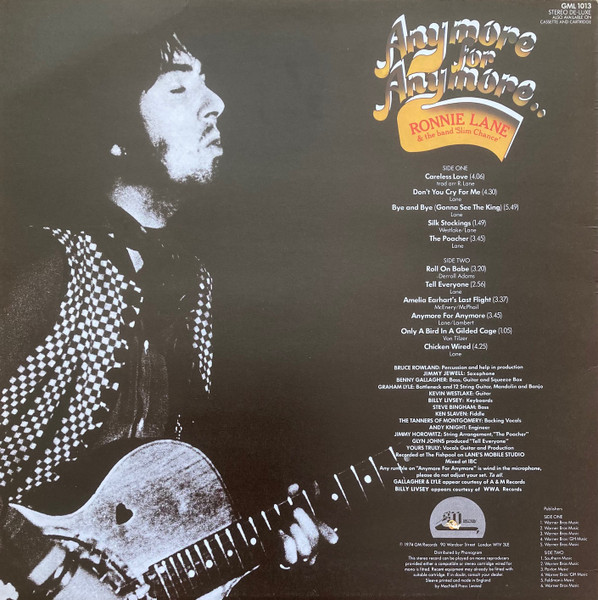 Ronnie Lane & Slim Chance - Anymore For Anymore | GM Records (GML 1013) - 2 Ronnie Lane & Slim Chance - Anymore For Anymore | GM Records (GML 1013) - 2