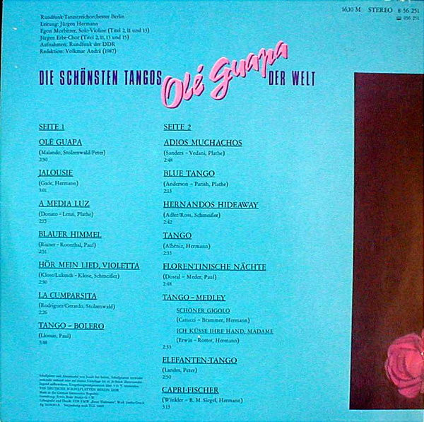 Rundfunk-Tanzstreichorchester Berlin - Olé Guapa - Die Schönsten Tangos Der Welt | AMIGA (8 56 251) - 2 Rundfunk-Tanzstreichorchester Berlin - Olé Guapa - Die Schönsten Tangos Der Welt | AMIGA (8 56 251) - 2
