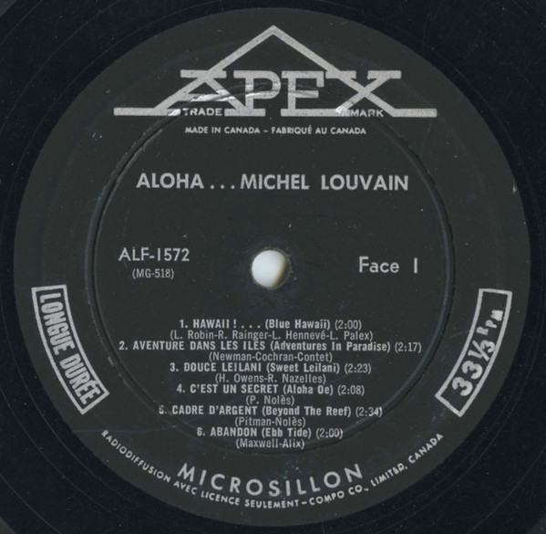 Michel Louvain - Aloha...Michel Louvain | Apex (ALF 1572) - 3 Michel Louvain - Aloha...Michel Louvain | Apex (ALF 1572) - 3