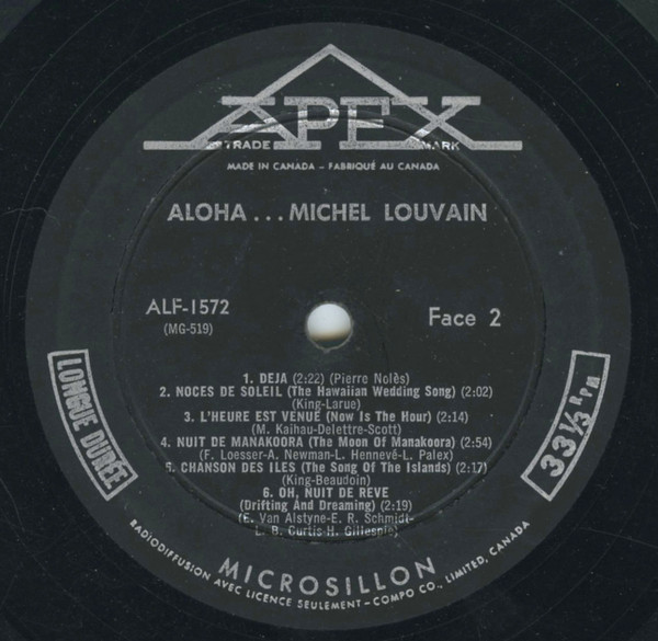 Michel Louvain - Aloha...Michel Louvain | Apex (ALF 1572) - 4 Michel Louvain - Aloha...Michel Louvain | Apex (ALF 1572) - 4